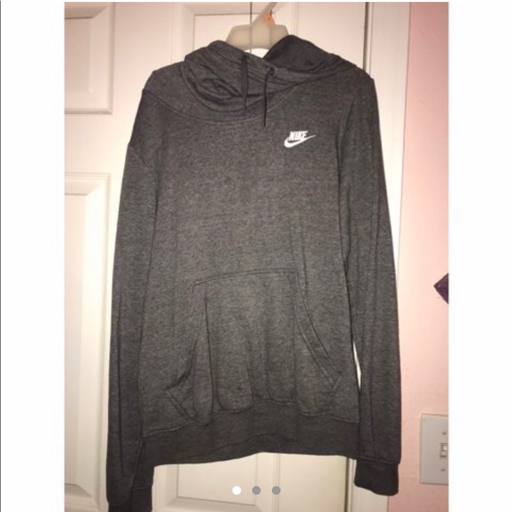 GREY WOMEN’S FUNNEL-NECK FLEECE PULLOVER HOODIE